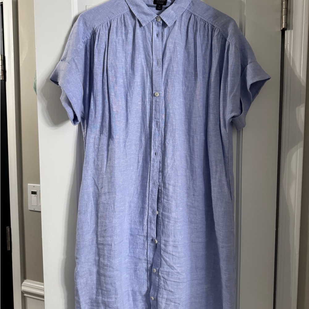 Women’s Jcrew Light Blue Short Sleeve Shirt dress Linen